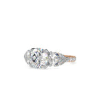 SKU: 0090 (10K) Two-tones pearl-Round Engagment Ring in Rose Gold.