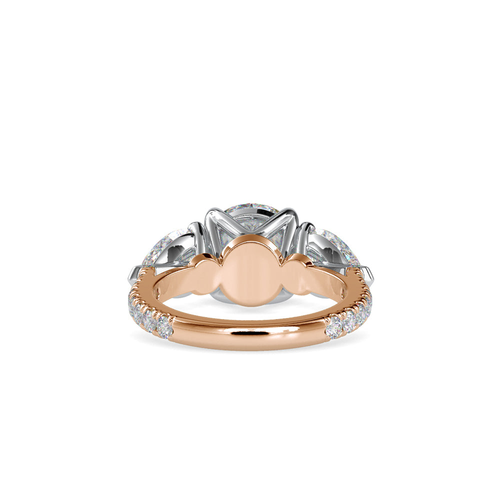 SKU: 0090 (18K) Two-tones pearl-Round Engagment Ring in Rose Gold.