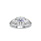 SKU: 0090 (18K) Two-tones pearl-Round Engagment Ring in Rose Gold.