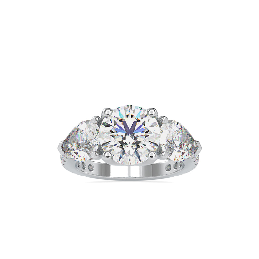 SKU: 0090 (18K) Two-tones pearl-Round Engagment Ring in Rose Gold.