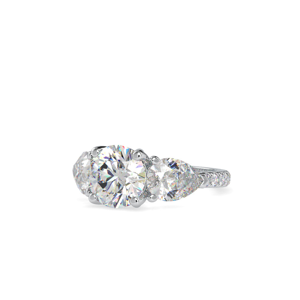 SKU: 0090 (10K) Two-tones pearl-Round Engagment Ring in Rose Gold.