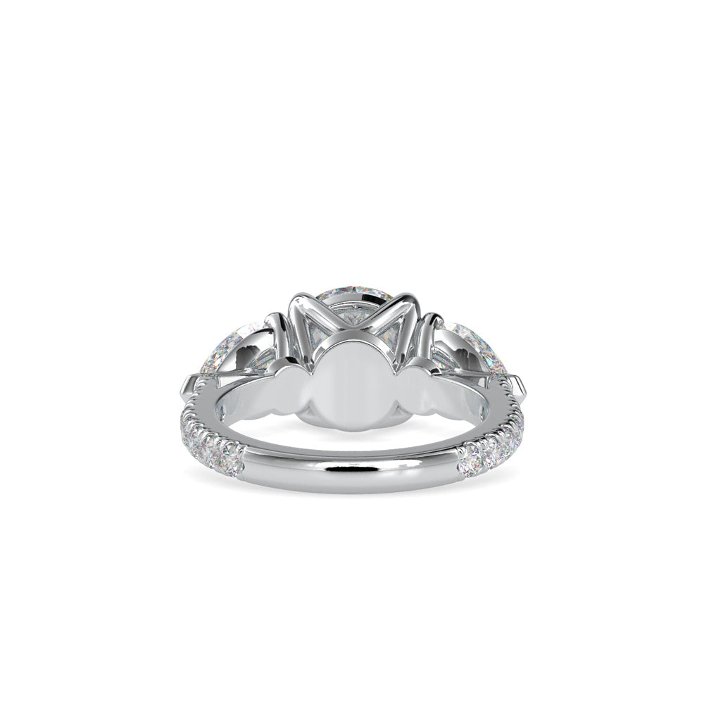 SKU: 0090 (18K) Two-tones pearl-Round Engagment Ring in Rose Gold.