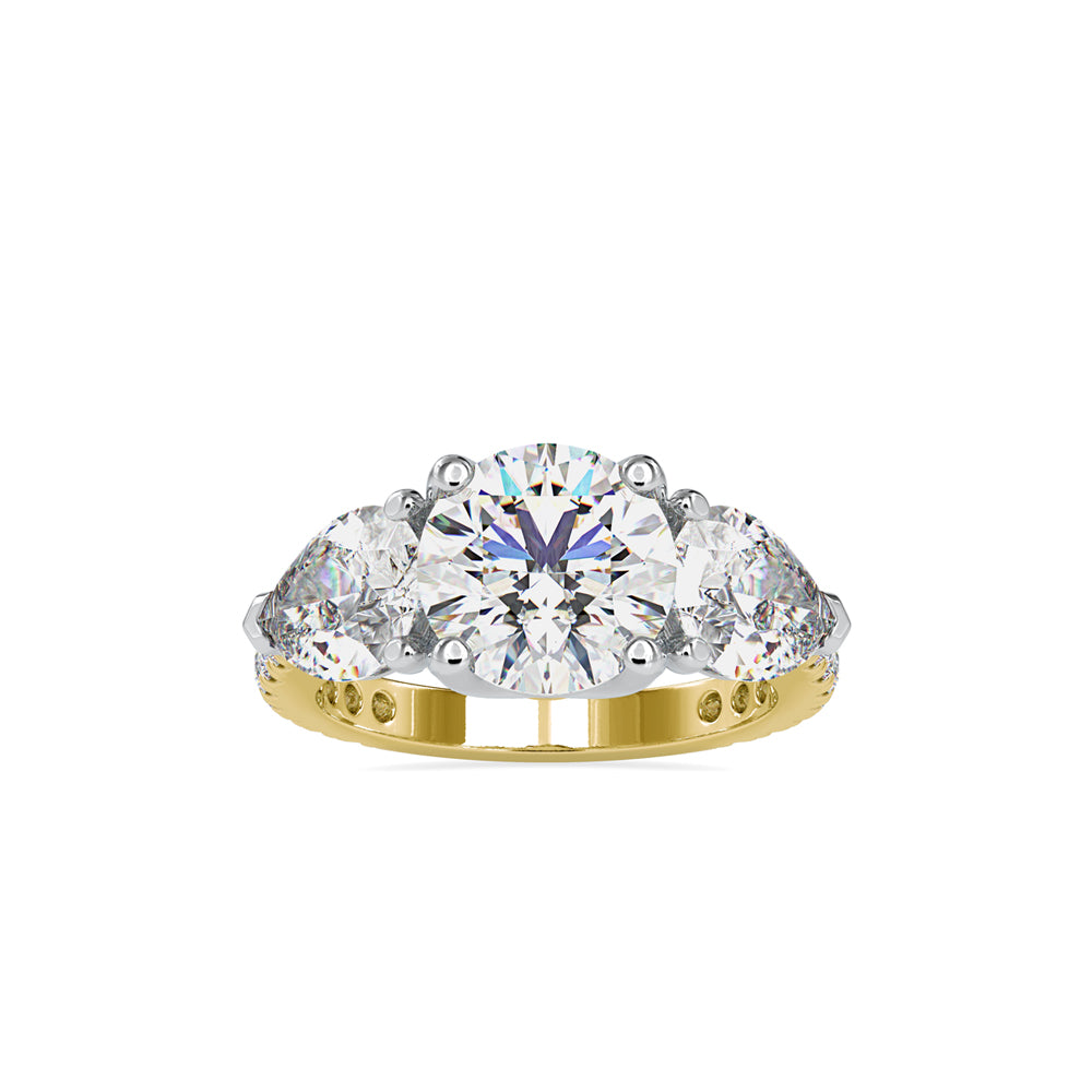 SKU: 0090 (18K) Two-tones pearl-Round Engagment Ring in Rose Gold.