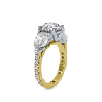 SKU: 0090 (18K) Two-tones pearl-Round Engagment Ring in Rose Gold.