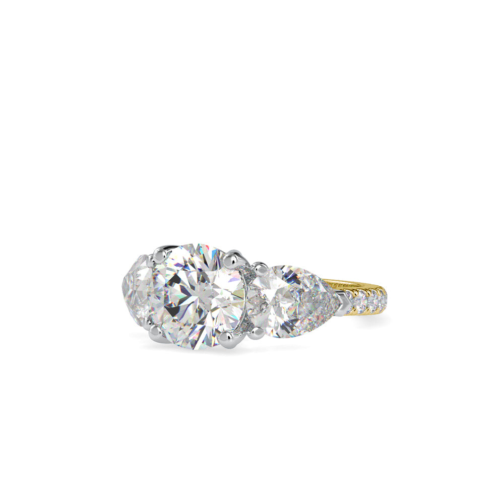 SKU: 0090 (10K) Two-tones pearl-Round Engagment Ring in Rose Gold.