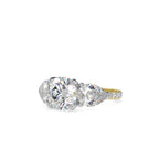 SKU: 0090 (14K) Two-tones pearl-Round Engagment Ring in Rose Gold.