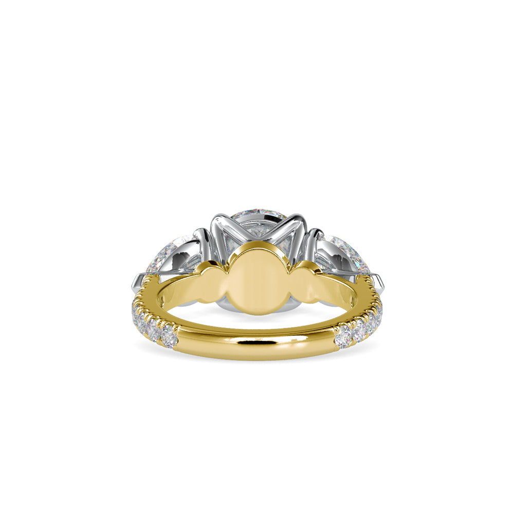 SKU: 0090 (14K) Two-tones pearl-Round Engagment Ring in Rose Gold.