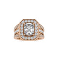 SKU: 0091 (22K) Cushion Halo Triple Split Shank Engagment Ring in Rose Gold.