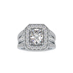 SKU: 0091 (22K) Cushion Halo Triple Split Shank Engagment Ring in Rose Gold.