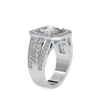 SKU: 0091 (10K) Cushion Halo Triple Split Shank Engagment Ring in Rose Gold.