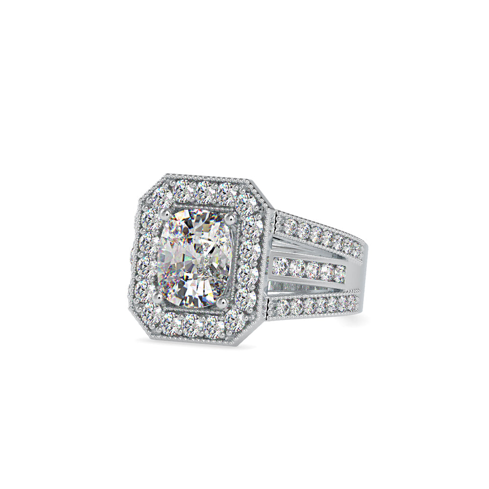 SKU: 0091 (22K) Cushion Halo Triple Split Shank Engagment Ring in Rose Gold.