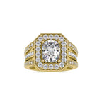 SKU: 0091 (14K) Cushion Halo Triple Split Shank Engagment Ring in Rose Gold.