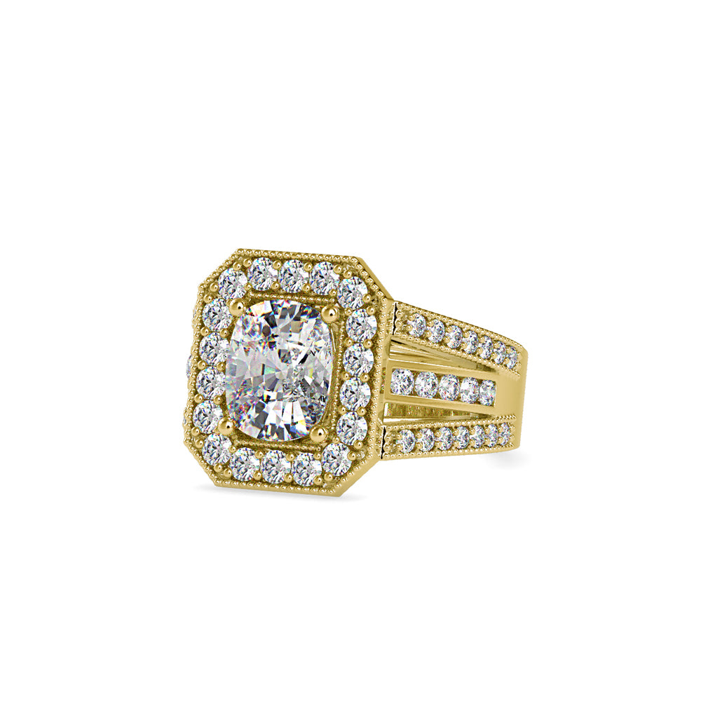 SKU: 0091 (22K) Cushion Halo Triple Split Shank Engagment Ring in Rose Gold.