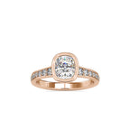 SKU: 0092 (18K) Elongated Cushion Bezel Solitaire Engagment Ring in Rose Gold.