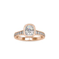 SKU: 0092 (22K) Elongated Cushion Bezel Solitaire Engagment Ring in Rose Gold.