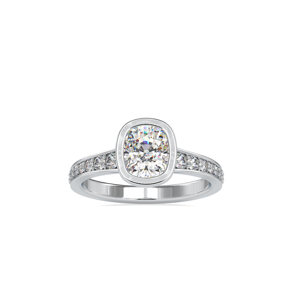 SKU: 0092 (18K) Elongated Cushion Bezel Solitaire Engagment Ring in Rose Gold.