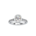 SKU: 0092 (10K) Elongated Cushion Bezel Solitaire Engagment Ring in Rose Gold.