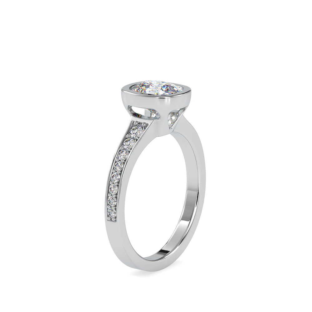 SKU: 0092 (10K) Elongated Cushion Bezel Solitaire Engagment Ring in Rose Gold.