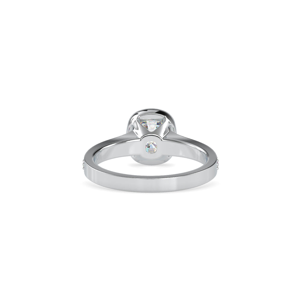 SKU: 0092 (10K) Elongated Cushion Bezel Solitaire Engagment Ring in Rose Gold.