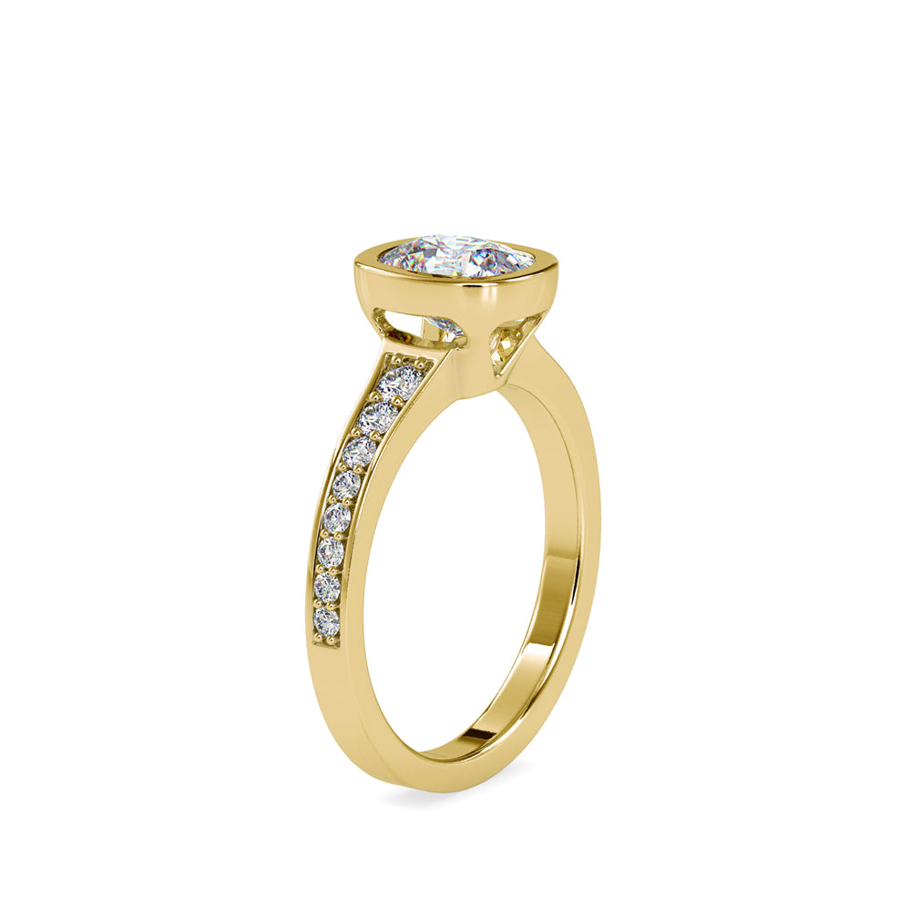 SKU: 0092 (22K) Elongated Cushion Bezel Solitaire Engagment Ring in Rose Gold.