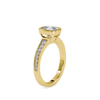 SKU: 0092 (22K) Elongated Cushion Bezel Solitaire Engagment Ring in Rose Gold.