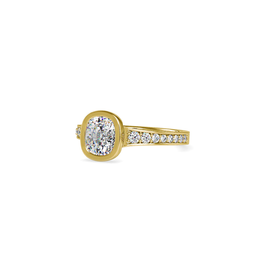 SKU: 0092 (10K) Elongated Cushion Bezel Solitaire Engagment Ring in Rose Gold.
