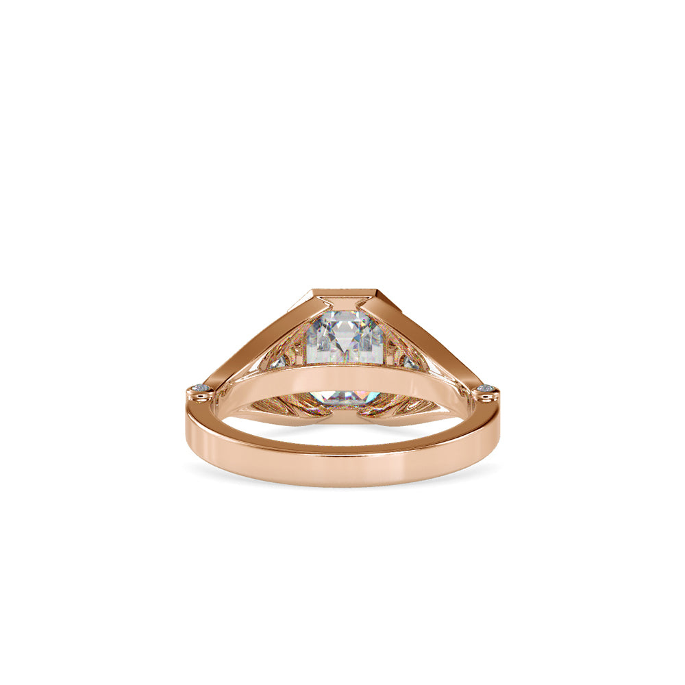 SKU: 0093 (18K) Vintage-inspired Emrald Diamond Split Shank in Rose Gold.
