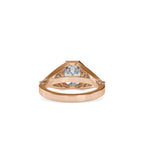 SKU: 0093 (22K) Vintage-inspired Emrald Diamond Split Shank in Rose Gold.