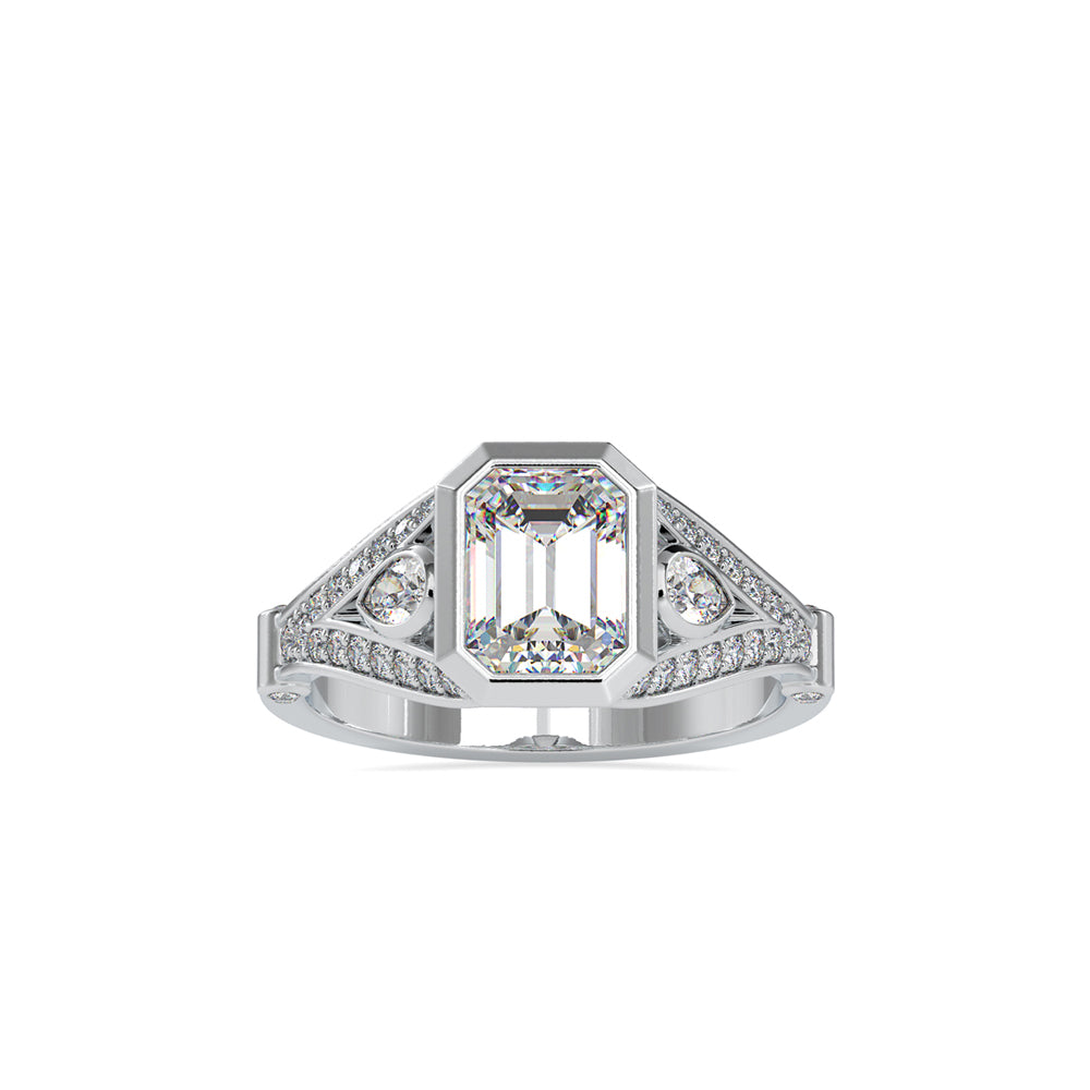 SKU: 0093 (22K) Vintage-inspired Emrald Diamond Split Shank in Rose Gold.