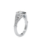 SKU: 0093 (10K) Vintage-inspired Emrald Diamond Split Shank in Rose Gold.