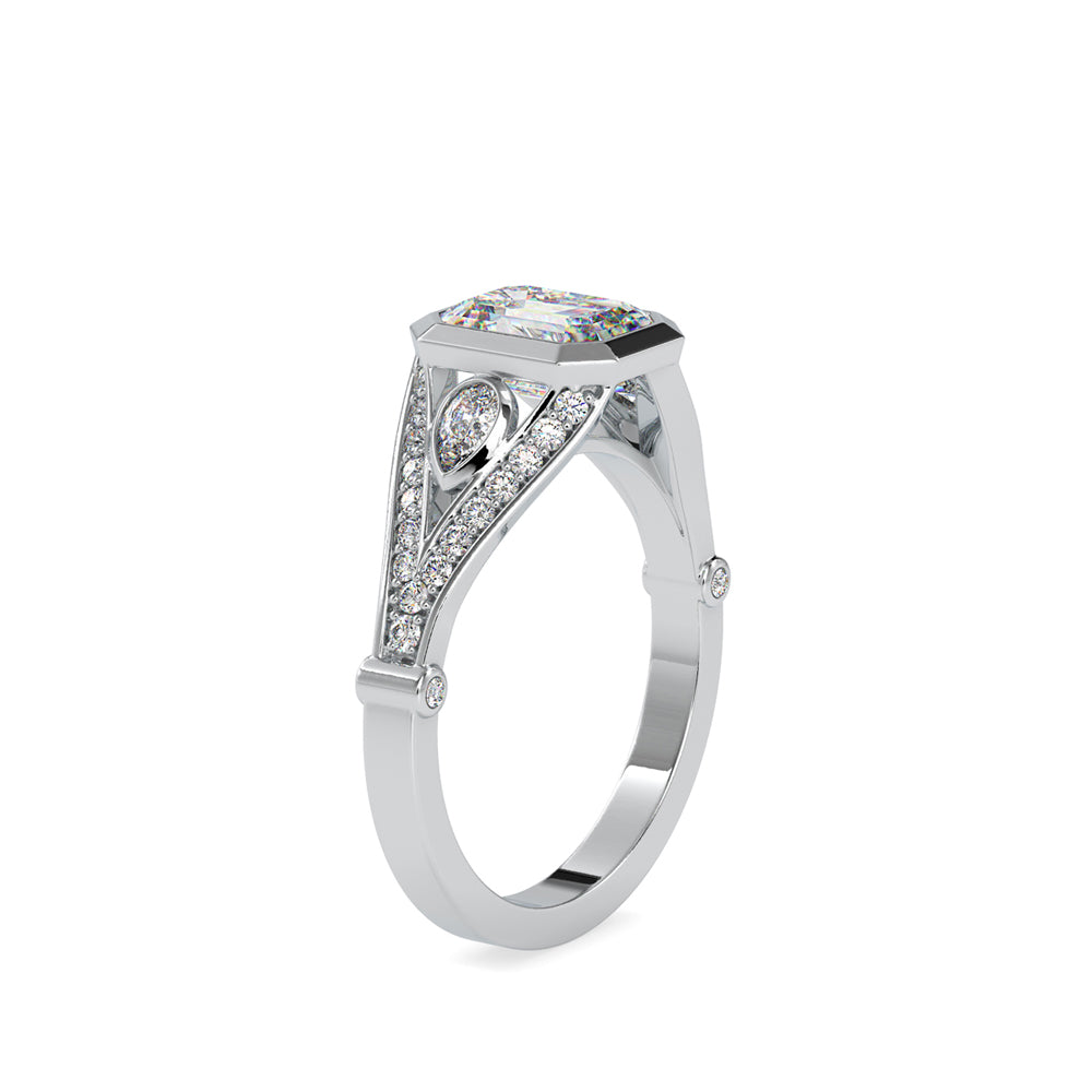 SKU: 0093 (18K) Vintage-inspired Emrald Diamond Split Shank in Rose Gold.