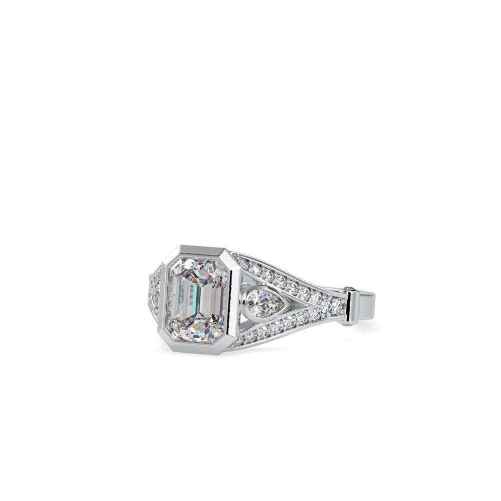 SKU: 0093 (14K) Vintage-inspired Emrald Diamond Split Shank in Rose Gold.