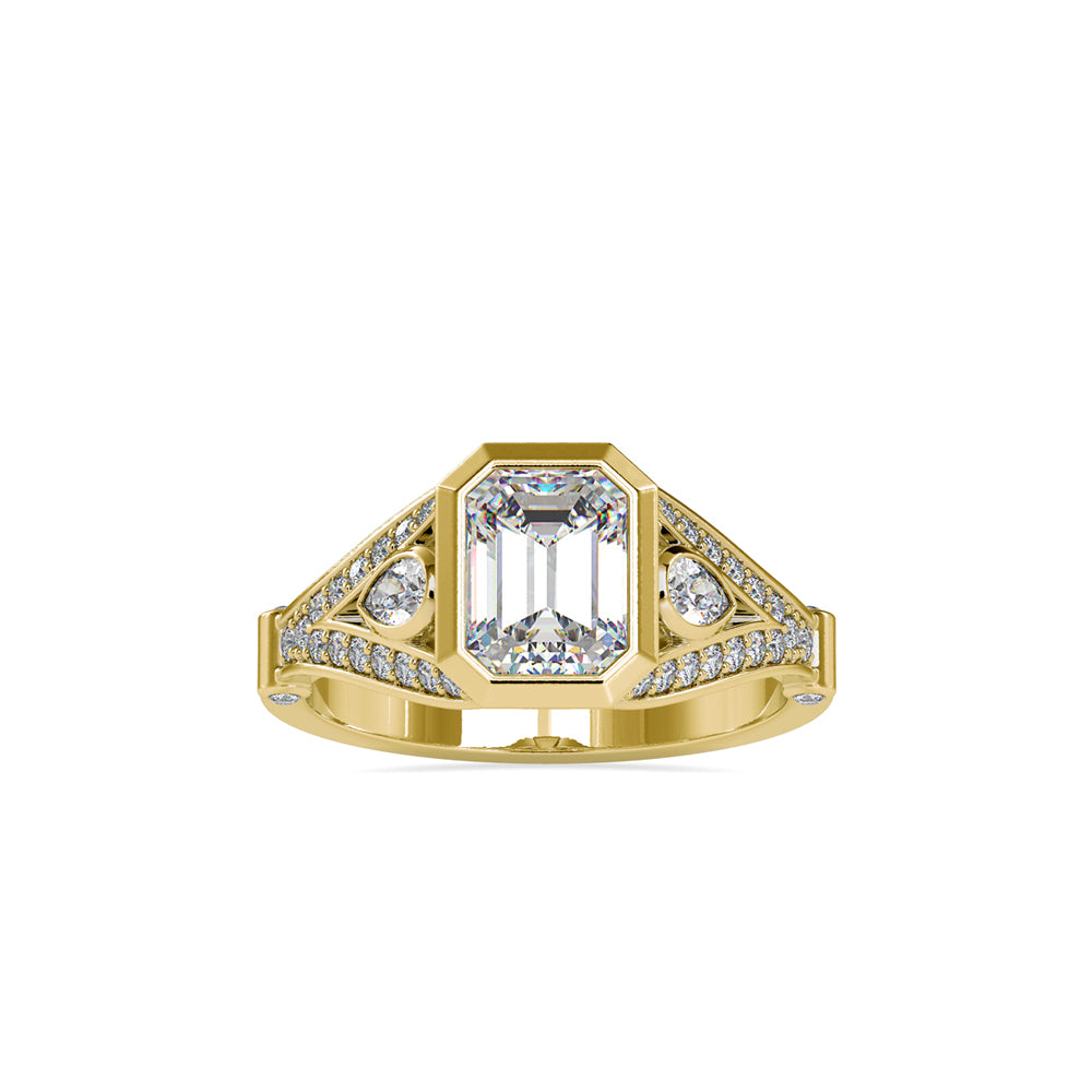 SKU: 0093 (10K) Vintage-inspired Emrald Diamond Split Shank in Rose Gold.