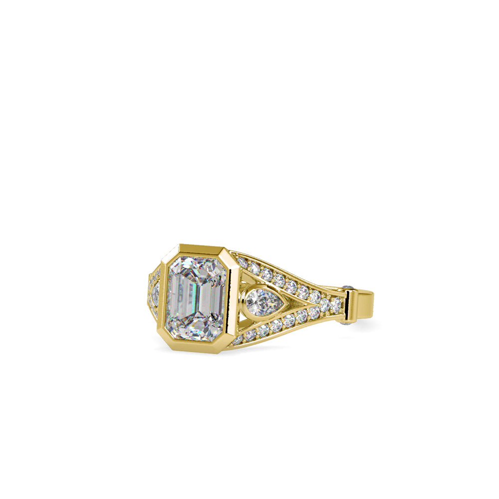 SKU: 0093 (14K) Vintage-inspired Emrald Diamond Split Shank in Rose Gold.