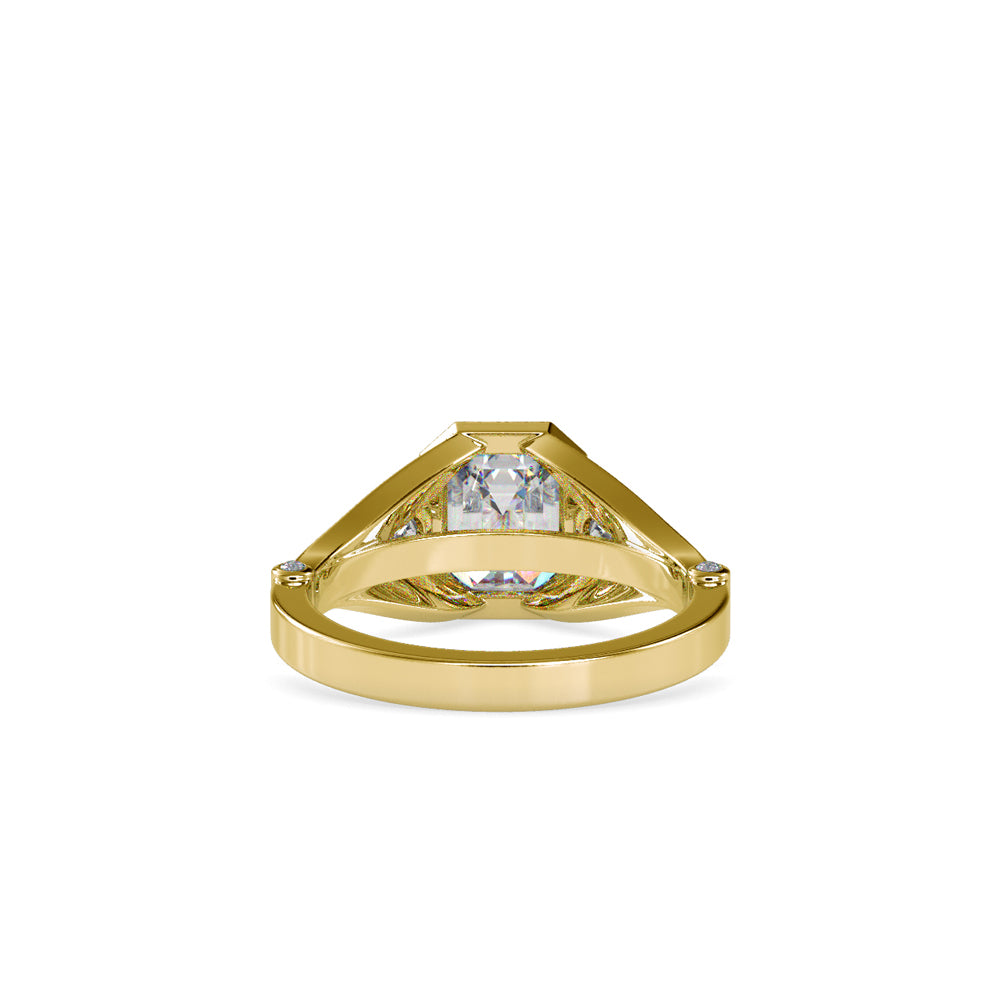 SKU: 0093 (22K) Vintage-inspired Emrald Diamond Split Shank in Rose Gold.