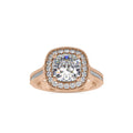 SKU: 0094 (22K) Vintage-Inspired Cushion Halo Engagment Ring in Rose Gold.