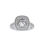SKU: 0094 (18K) Vintage-Inspired Cushion Halo Engagment Ring in Rose Gold.
