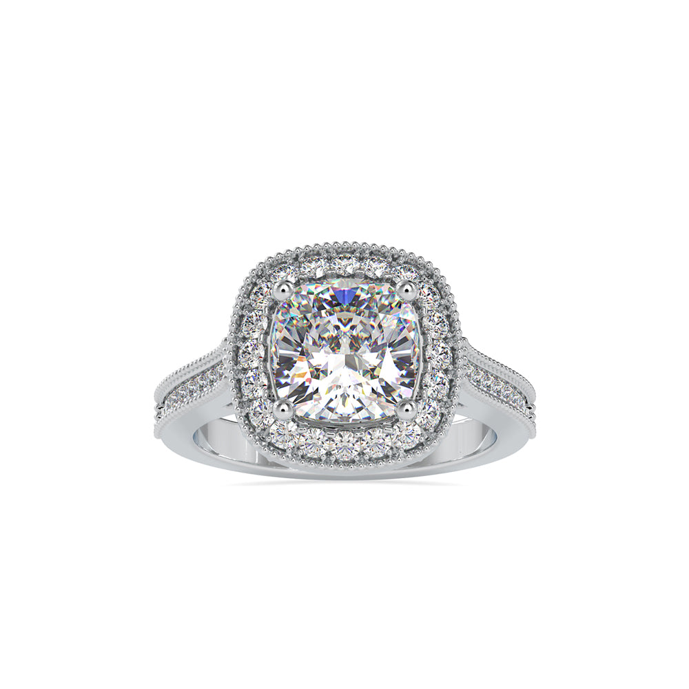 SKU: 0094 (10K) Vintage-Inspired Cushion Halo Engagment Ring in Rose Gold.