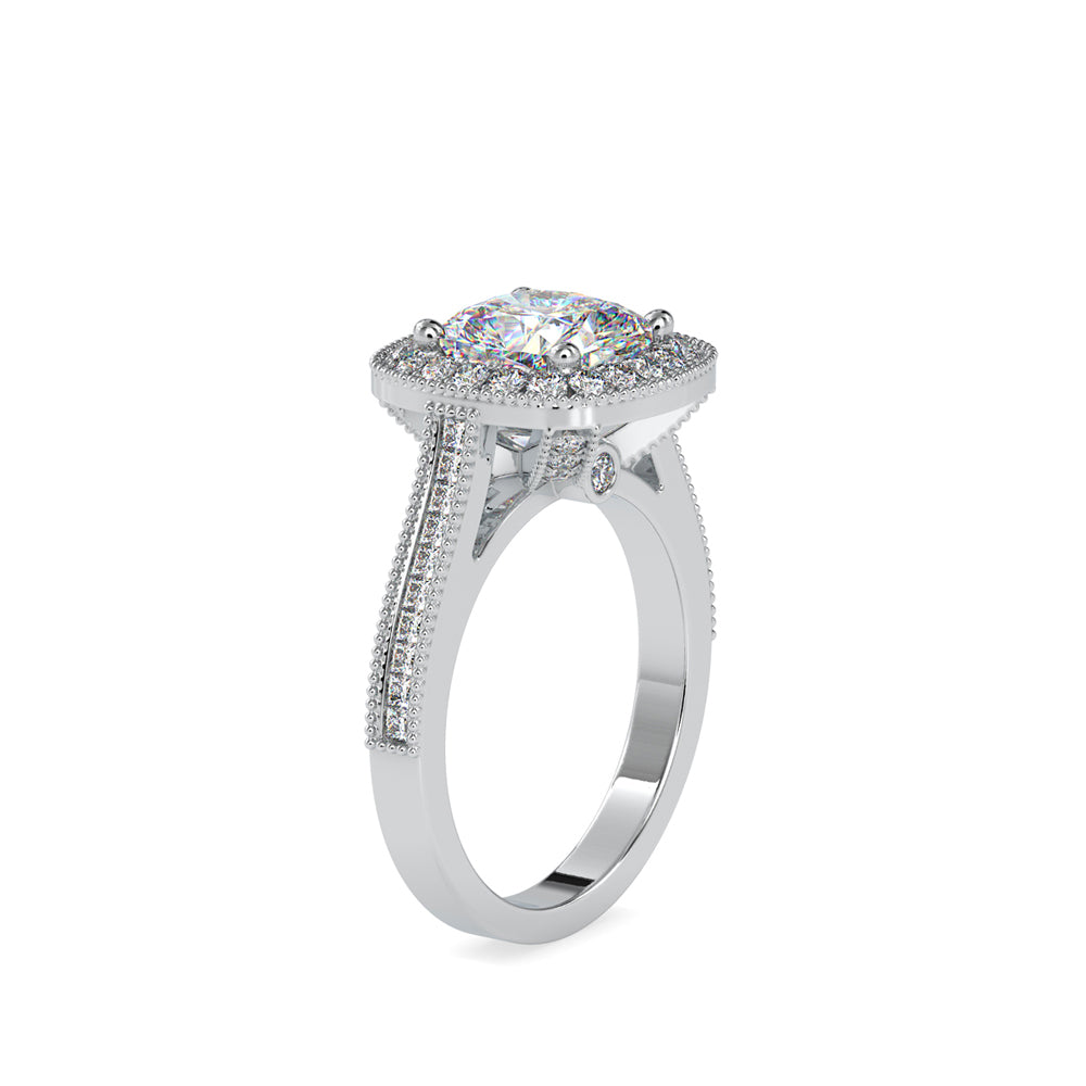 SKU: 0094 (22K) Vintage-Inspired Cushion Halo Engagment Ring in Rose Gold.