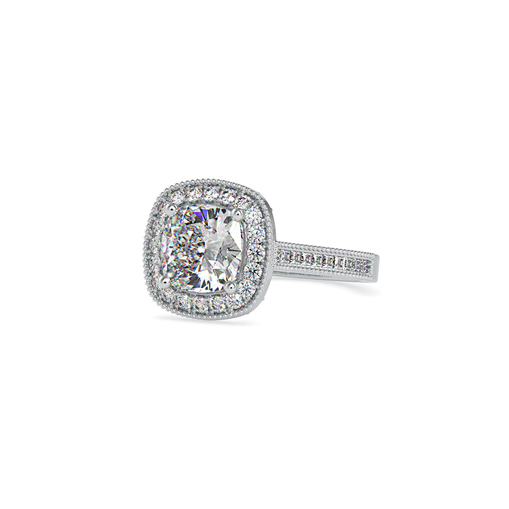 SKU: 0094 (18K) Vintage-Inspired Cushion Halo Engagment Ring in Rose Gold.