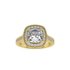 SKU: 0094 (18K) Vintage-Inspired Cushion Halo Engagment Ring in Rose Gold.