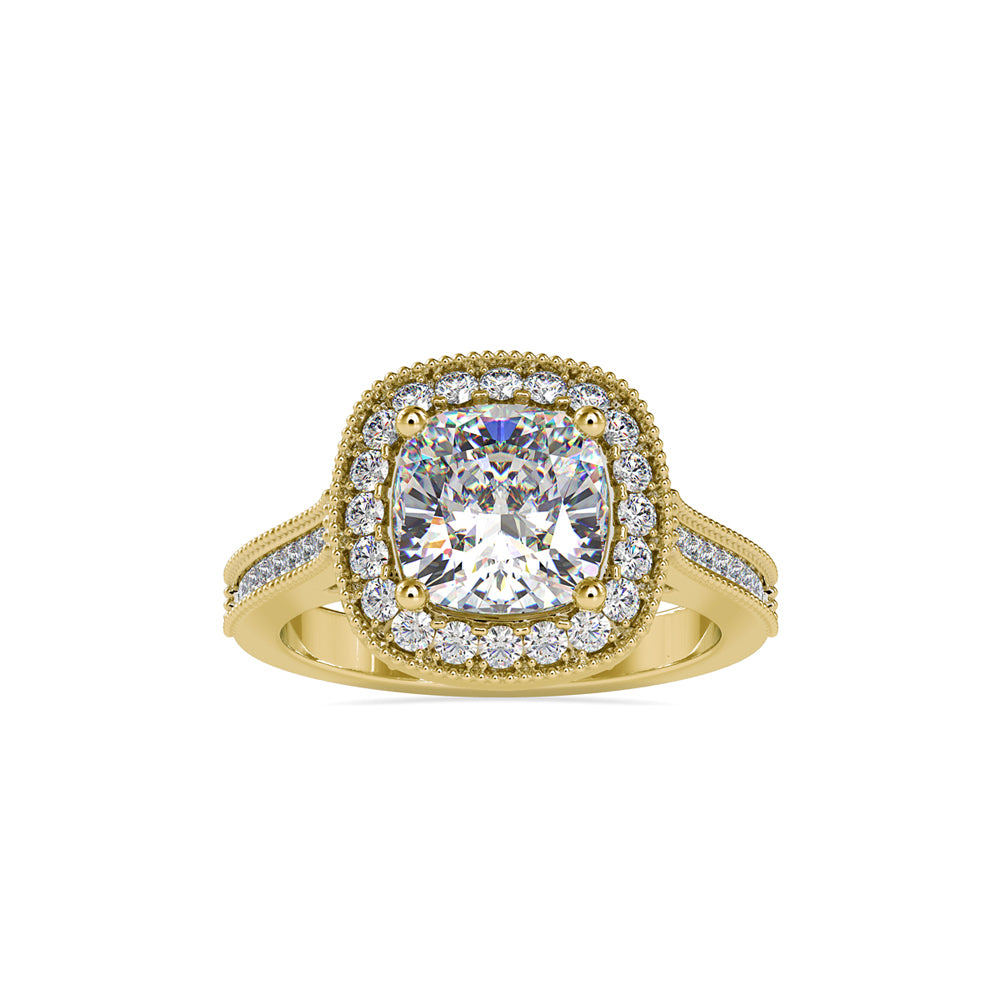 SKU: 0094 (18K) Vintage-Inspired Cushion Halo Engagment Ring in Rose Gold.