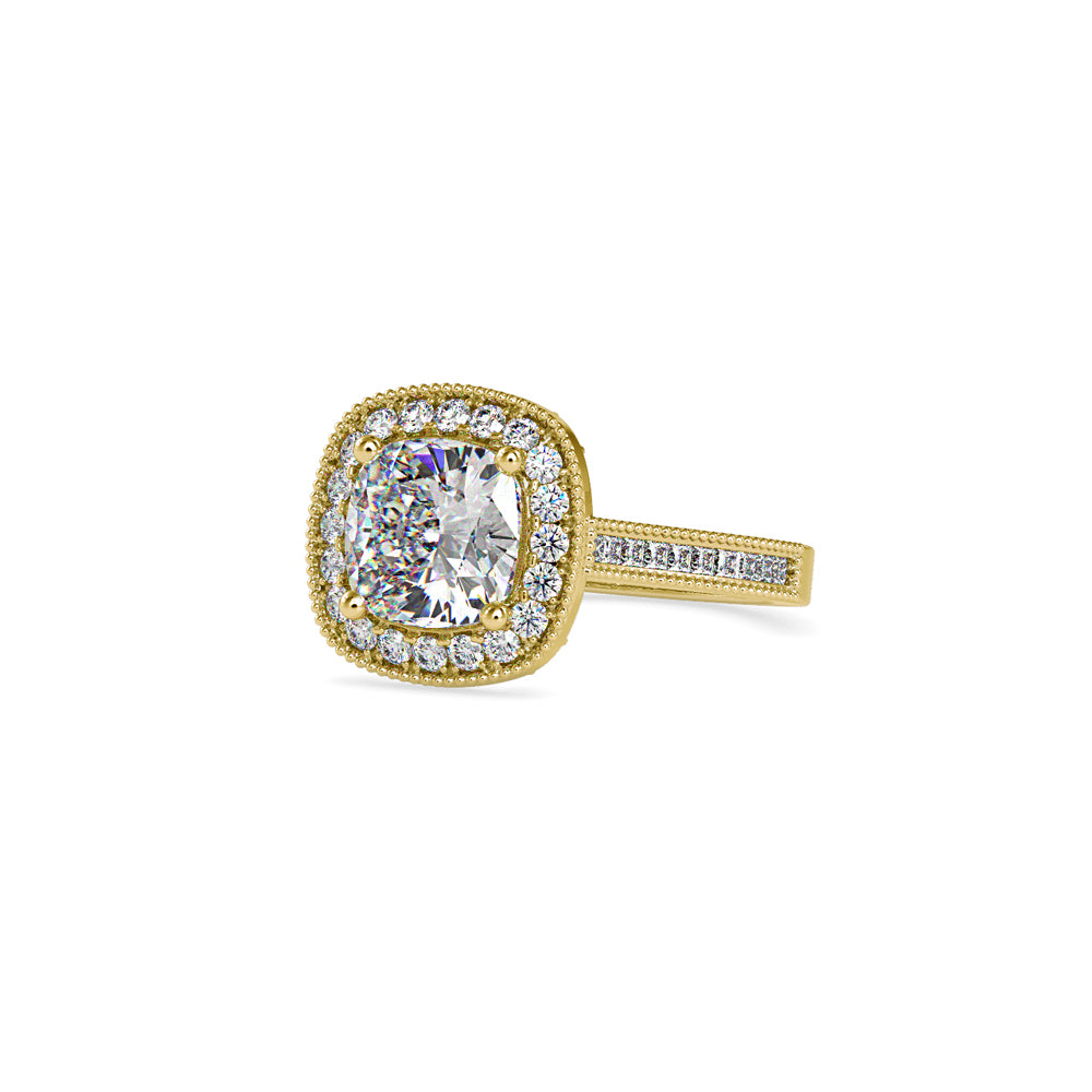 SKU: 0094 (22K) Vintage-Inspired Cushion Halo Engagment Ring in Rose Gold.