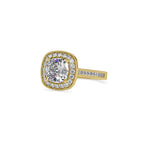 SKU: 0094 (10K) Vintage-Inspired Cushion Halo Engagment Ring in Rose Gold.
