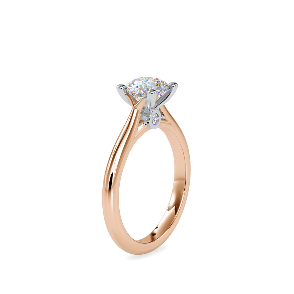 SKU: 0095 (18K) Two-Tone Solitaire Ring in Rose Gold.