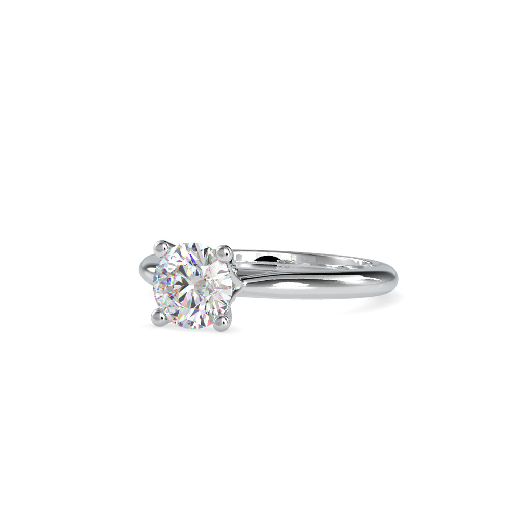 SKU: 0095 (10K) Two-Tone Solitaire Ring in Rose Gold.