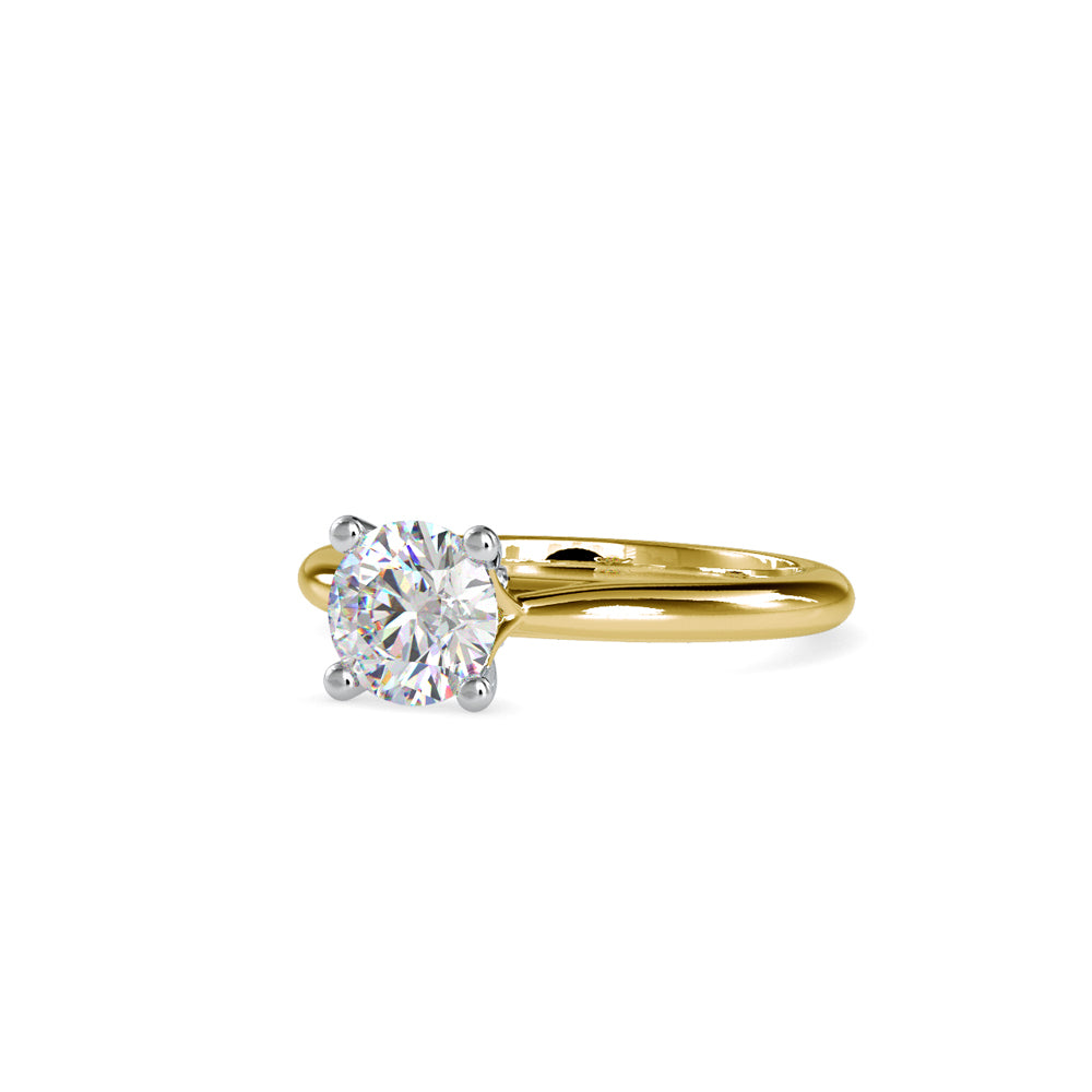 SKU: 0095 (22K) Two-Tone Solitaire Ring in Rose Gold.