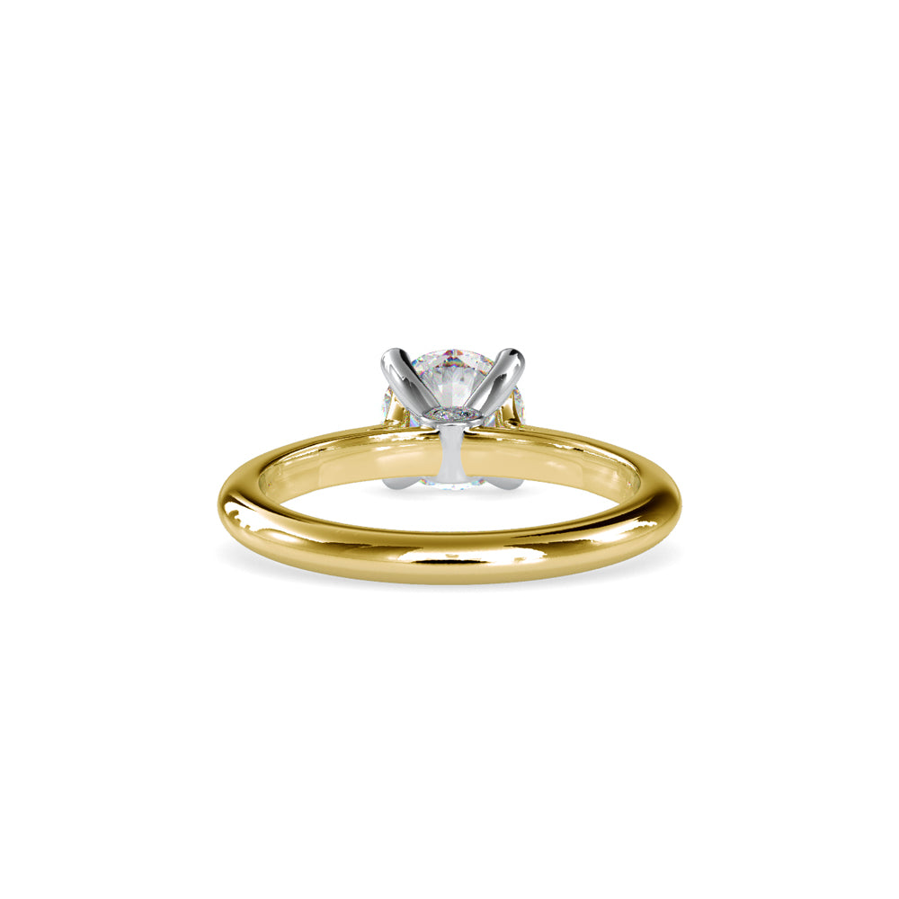 SKU: 0095 (10K) Two-Tone Solitaire Ring in Rose Gold.