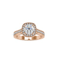 SKU: 0097 (18K) Embellished Pave Halo Diamond Ring in Rose Gold.