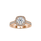 SKU: 0097 (18K) Embellished Pave Halo Diamond Ring in Rose Gold.